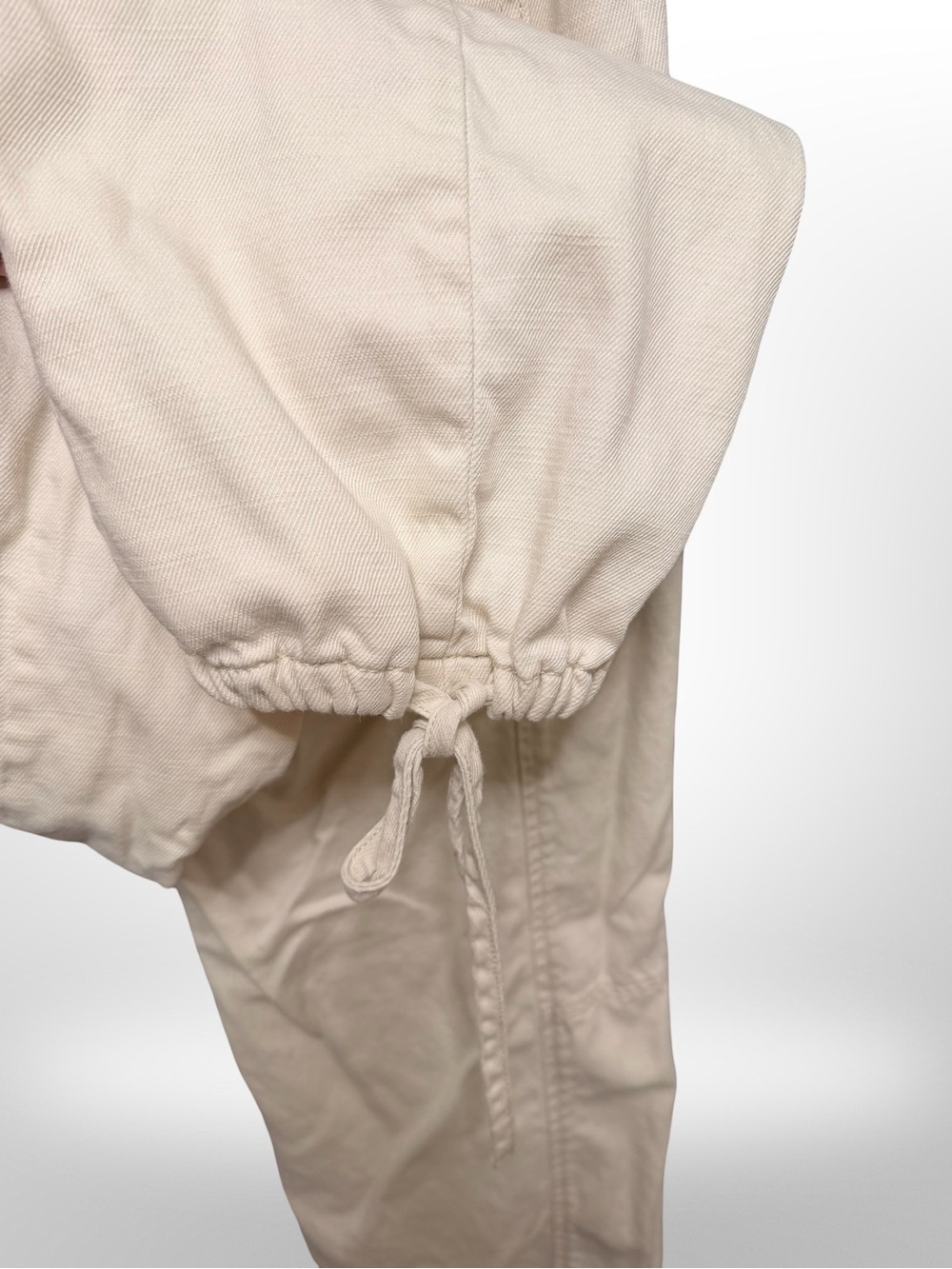 Habitual Ivory Wide Leg Cargo Pants Drawstring Ankle Cotton Tencel Blend XS - Picture 5 of 7